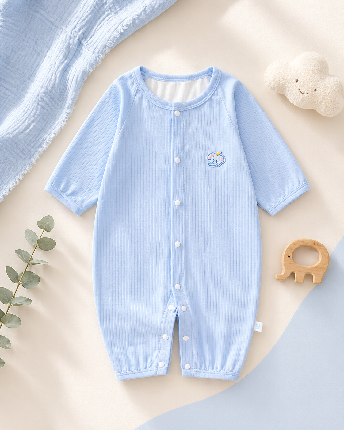 Summer Baby Mesh Romper – Lightweight Long Sleeve Jumpsuit