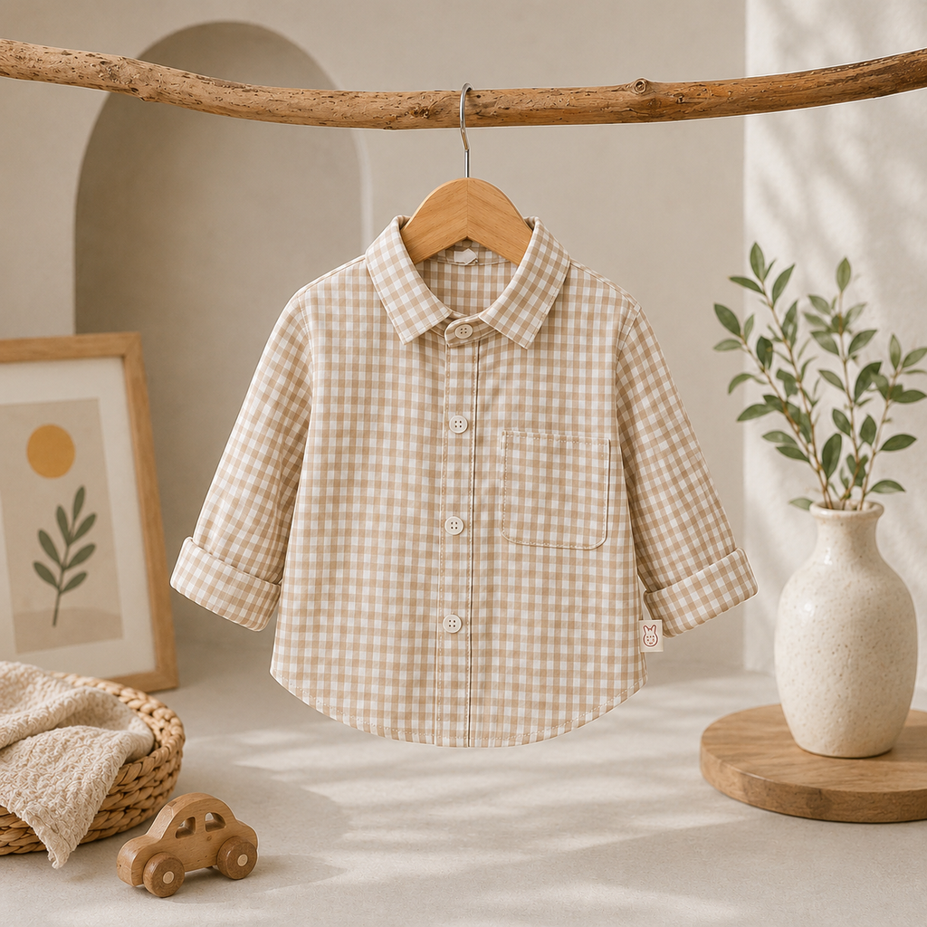 Beige Essential Plaid Shirt