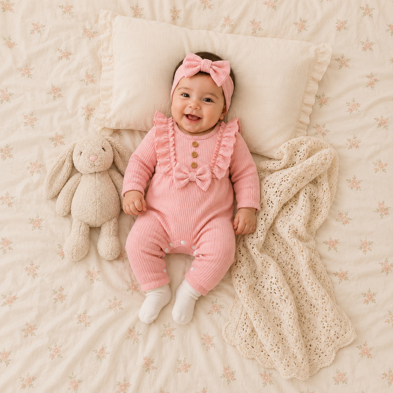 Blush Belle Ruffle Romper Set
