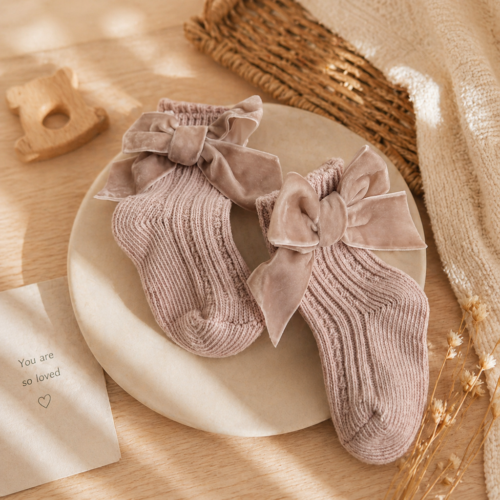 LuxeBow Cotton Baby Socks