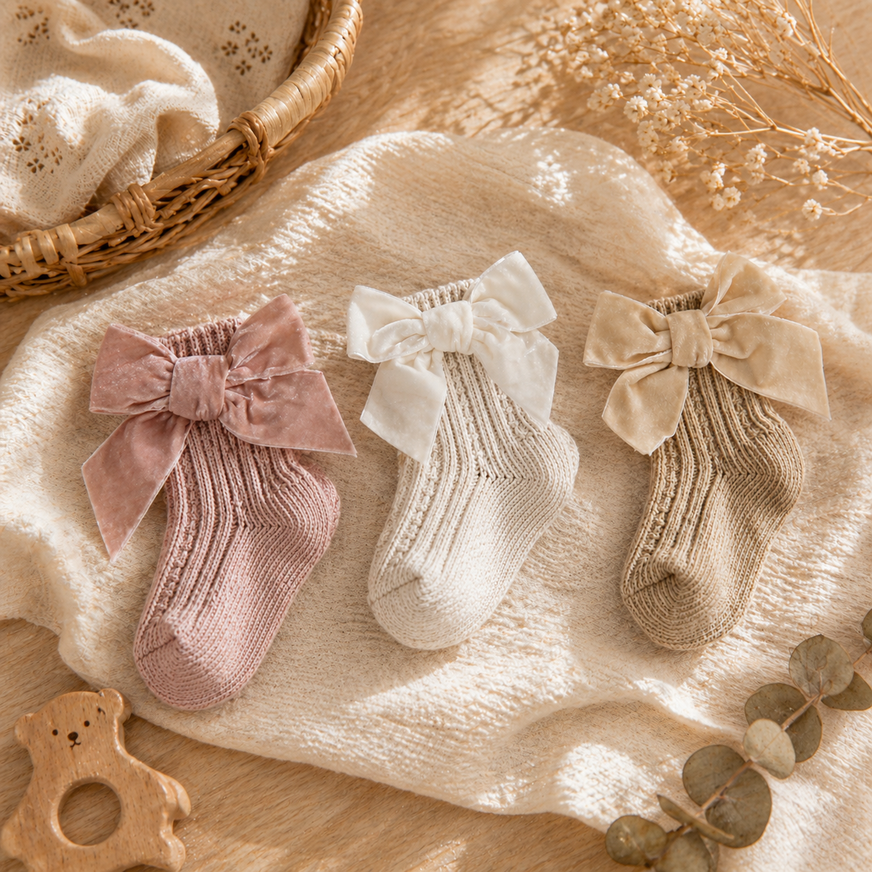 LuxeBow Cotton Baby Socks