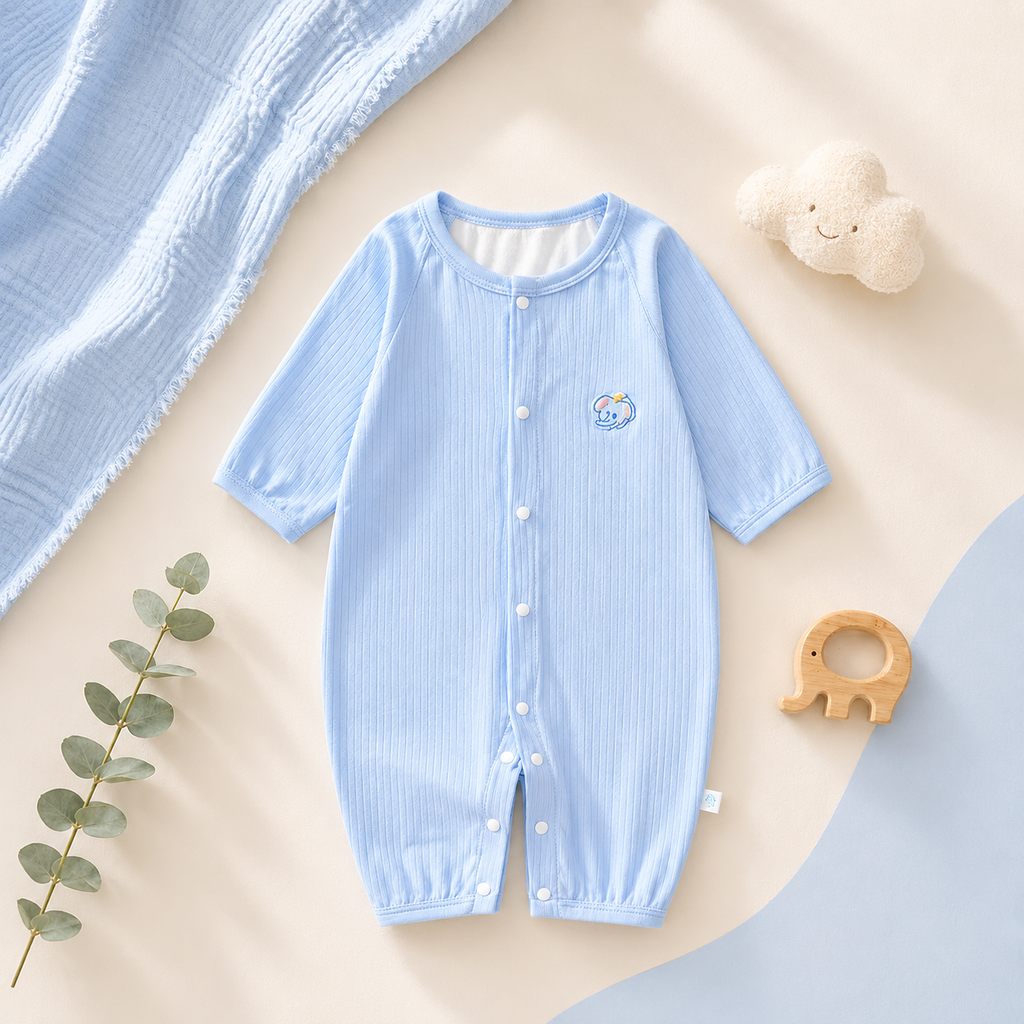 Summer Baby Mesh Romper – Lightweight Long Sleeve Jumpsuit